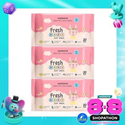 WATSONS COLLECTION - Watsons Fresh Baby Soft Wipes 20'S X 3 image