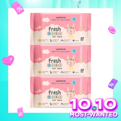 WATSONS Watsons Fresh Baby Soft Wipes 20'S X 3