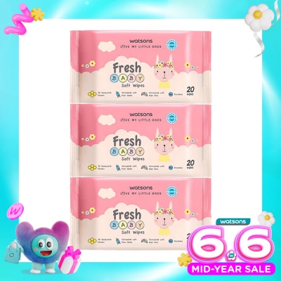 WATSONS - Watsons Fresh Baby Soft Wipes 20'S X 3
