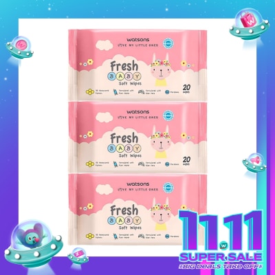 WATSONS Watsons Fresh Baby Soft Wipes 20'S X 3