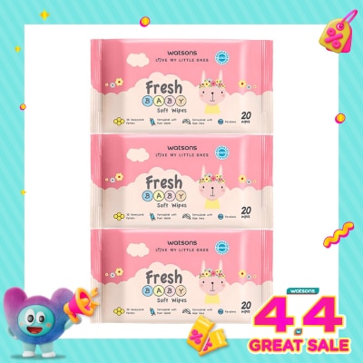 WATSONS - Watsons Fresh Baby Soft Wipes 20'S X 3