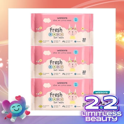 WATSONS Watsons Fresh Baby Soft Wipes 20'S X 3