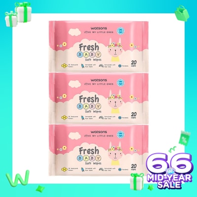 WATSONS Watsons Fresh Baby Soft Wipes 20'S X 3