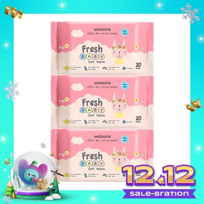 WATSONS Watsons Fresh Baby Soft Wipes 20'S X 3