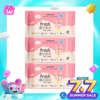 WATSONS COLLECTION - Watsons Fresh Baby Soft Wipes 20'S X 3