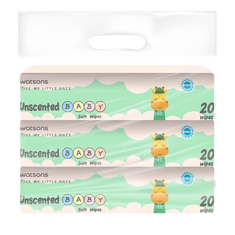 Watsons Unscented Baby Soft Wipes 20'S X 3