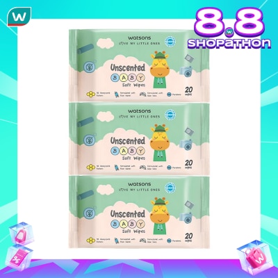 WATSONS Watsons Unscented Baby Soft Wipes 20'S X 3