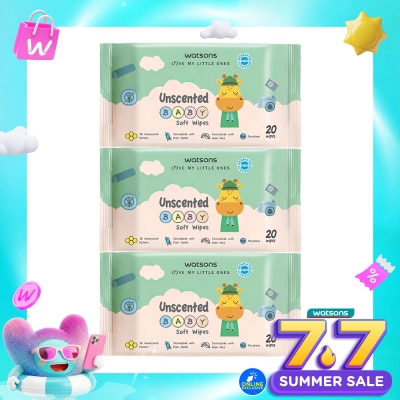 WATSONS COLLECTION - Watsons Unscented Baby Soft Wipes 20'S X 3