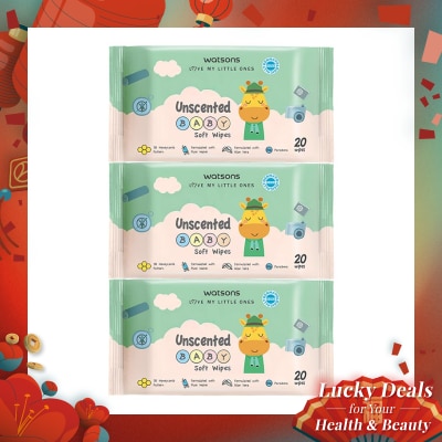 WATSONS Watsons Unscented Baby Soft Wipes 20'S X 3