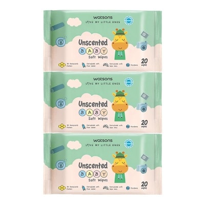 WATSONS Watsons Unscented Baby Soft Wipes 20'S X 3
