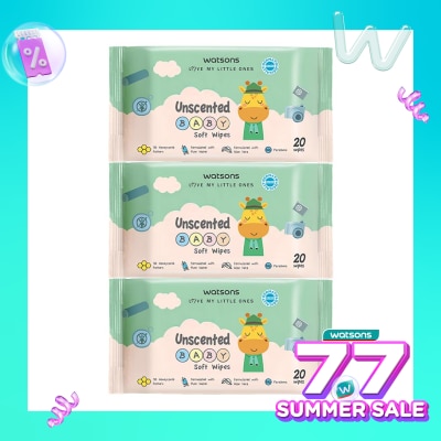 WATSONS Watsons Unscented Baby Soft Wipes 20'S X 3