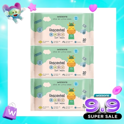 WATSONS COLLECTION - Watsons Unscented Baby Soft Wipes 20'S X 3 image