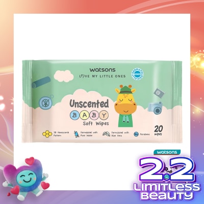 WATSONS Watsons Unscented Baby Soft Wipes 20'S