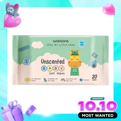 WATSONS COLLECTION Watsons Unscented Baby Soft Wipes 20'S image