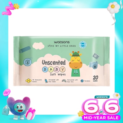 WATSONS - Watsons Unscented Baby Soft Wipes 20'S