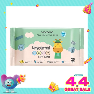 WATSONS - Watsons Unscented Baby Soft Wipes 20'S