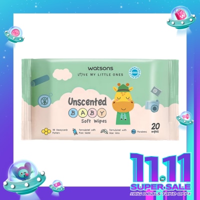 WATSONS Watsons Unscented Baby Soft Wipes 20'S