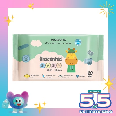 WATSONS - Watsons Unscented Baby Soft Wipes 20'S