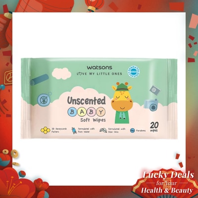 WATSONS Watsons Unscented Baby Soft Wipes 20'S