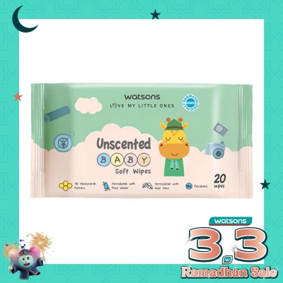 WATSONS Watsons Unscented Baby Soft Wipes 20'S