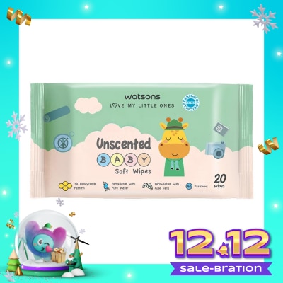 WATSONS Watsons Unscented Baby Soft Wipes 20'S