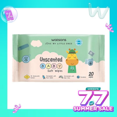 WATSONS Watsons Unscented Baby Soft Wipes 20'S