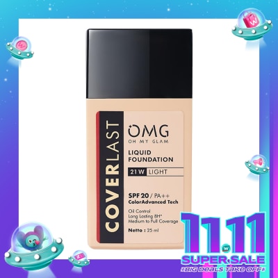 OMG Oh My Glam Coverlast Liquid Foundation 21W Light