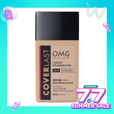 OMG Oh My Glam Coverlast Liquid Foundation 52N Caramel 25ml