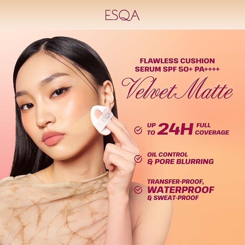 Esqa Flawless Cushion Serum SPF 50+ PA++++ Velvet Matte Milkshake 15g