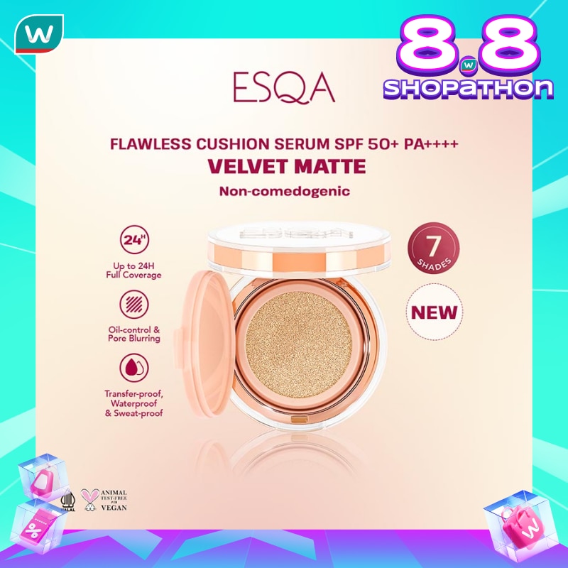 Esqa Flawless Cushion Serum SPF 50+ PA++++ Velvet Matte Vanilla 15g