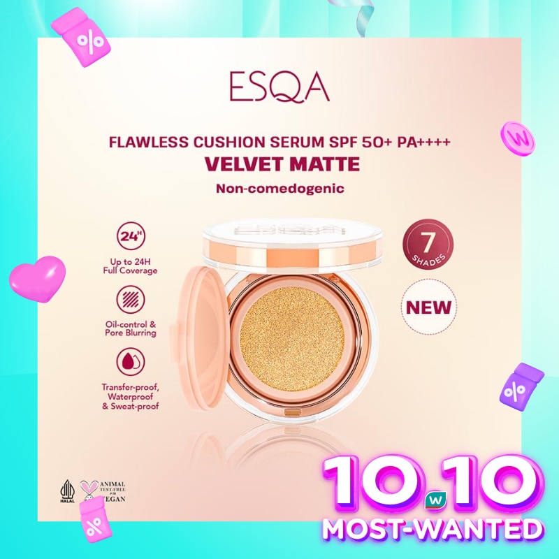 Esqa Flawless Cushion Serum SPF 50+ PA++++ Velvet Matte Custard 15g