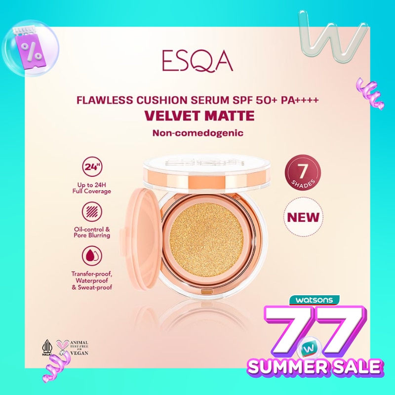 Esqa Flawless Cushion Serum SPF 50+ PA++++ Velvet Matte Custard 15g