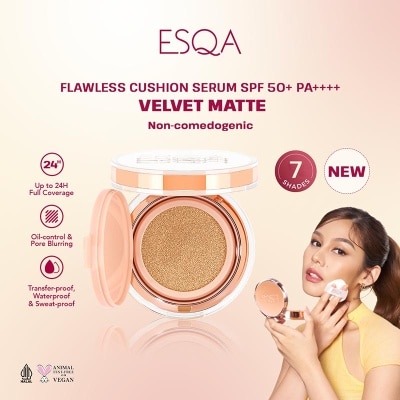 ESQA Esqa Flawless Cushion Serum SPF 50+ PA++++ Velvet Matte Biscuit 15g