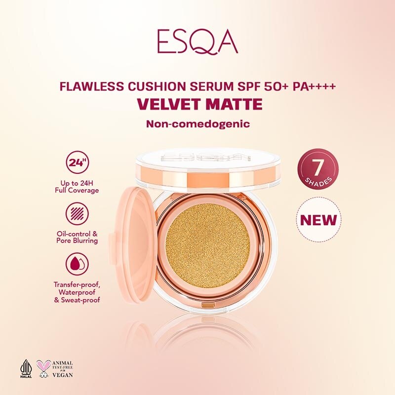 Esqa Flawless Cushion Serum SPF 50+ PA++++ Velvet Matte Pancake 15g