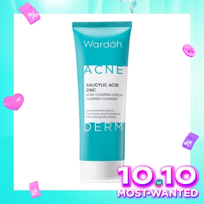 WARDAH Wardah Acnederm Salicylic Acid Zinc Acne Clearing Low pH Foaming Cleanser 100ml