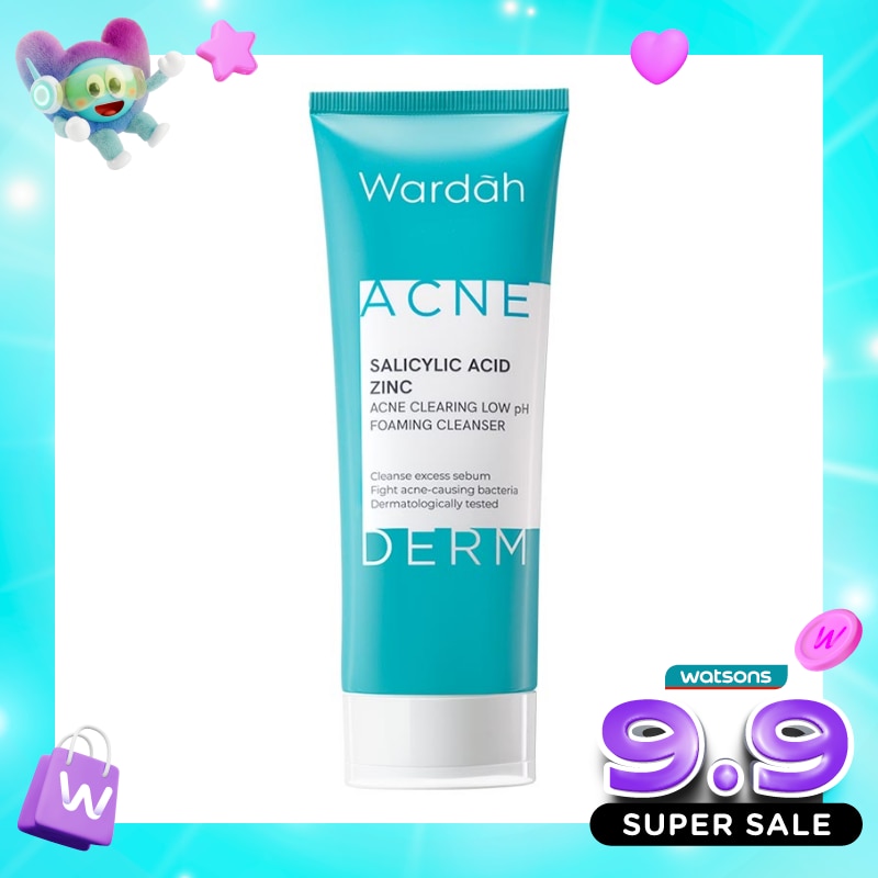 Wardah Acnederm Salicylic Acid Zinc Acne Clearing Low pH Foaming Cleanser 100ml image