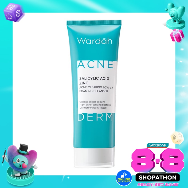 Wardah Acnederm Salicylic Acid Zinc Acne Clearing Low pH Foaming Cleanser 100ml image