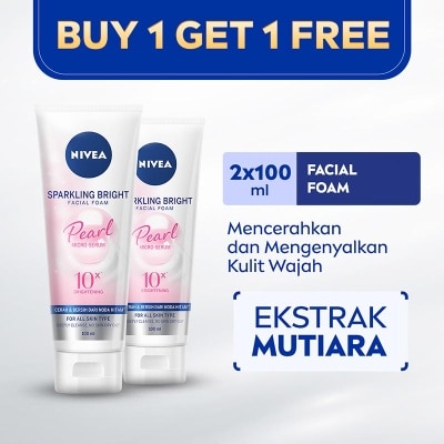 NIVEA Nivea Sparkling Bright Pearl Facial Foam 100ml (Beli 1 Gratis 1)