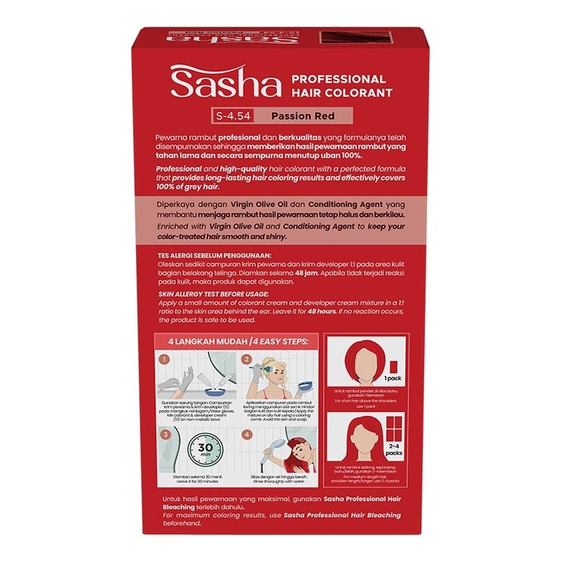 Sasha Professional Hair Colorant - Color Vibe Series S-4.54 Passion Red