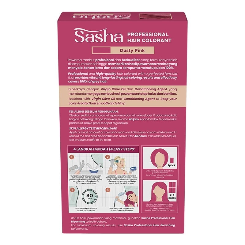 Sasha Professional Hair Colorant - Dreamy Color Series Dusty Pink