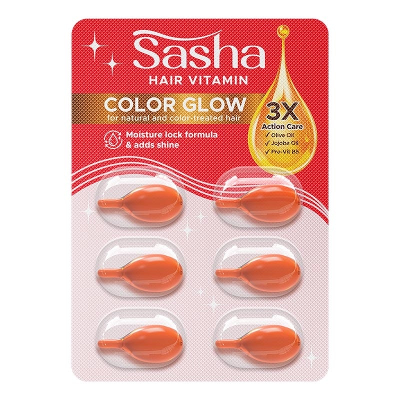 Sasha Hair Vitamin With Virgin Olive Oil Color Glow 6'S Blister