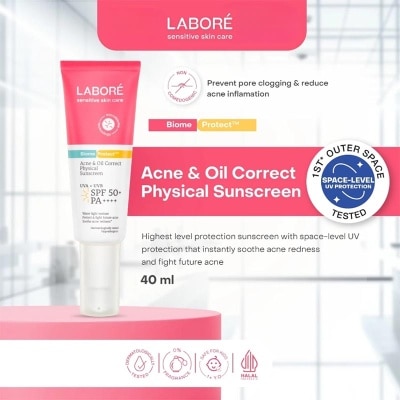 LABORE Labore Sensitive Skin Care BiomeProtect Acne & Oil Correct Physical Sunscreen SPF50+ PA++++ 40ml