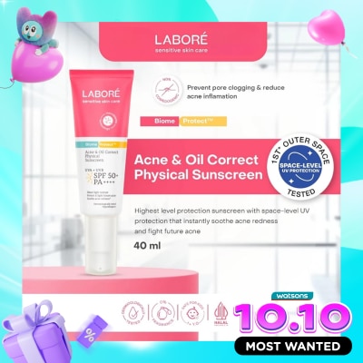 LABORE Labore Sensitive Skin Care BiomeProtect Acne & Oil Correct Physical Sunscreen SPF50+ PA++++ 40ml image
