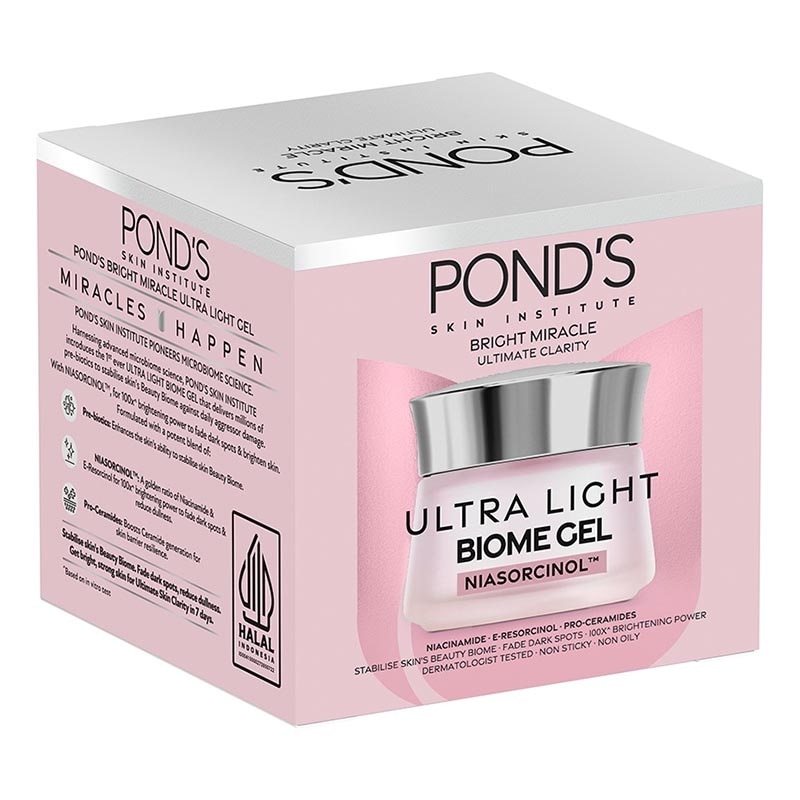 Ponds Bright Miracle Ultra Light Biome Gel Brightening Moisturizer Niasorcinol 20g