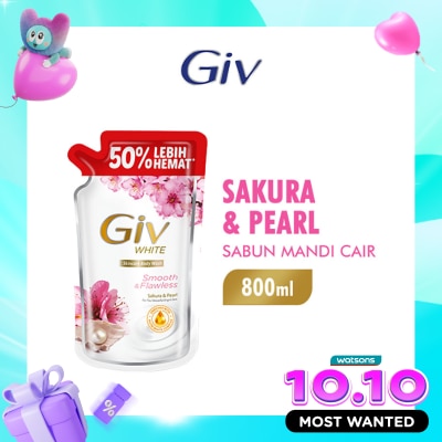 GIV White Sabun Mandi Cair Sakura Pouch 800ml image