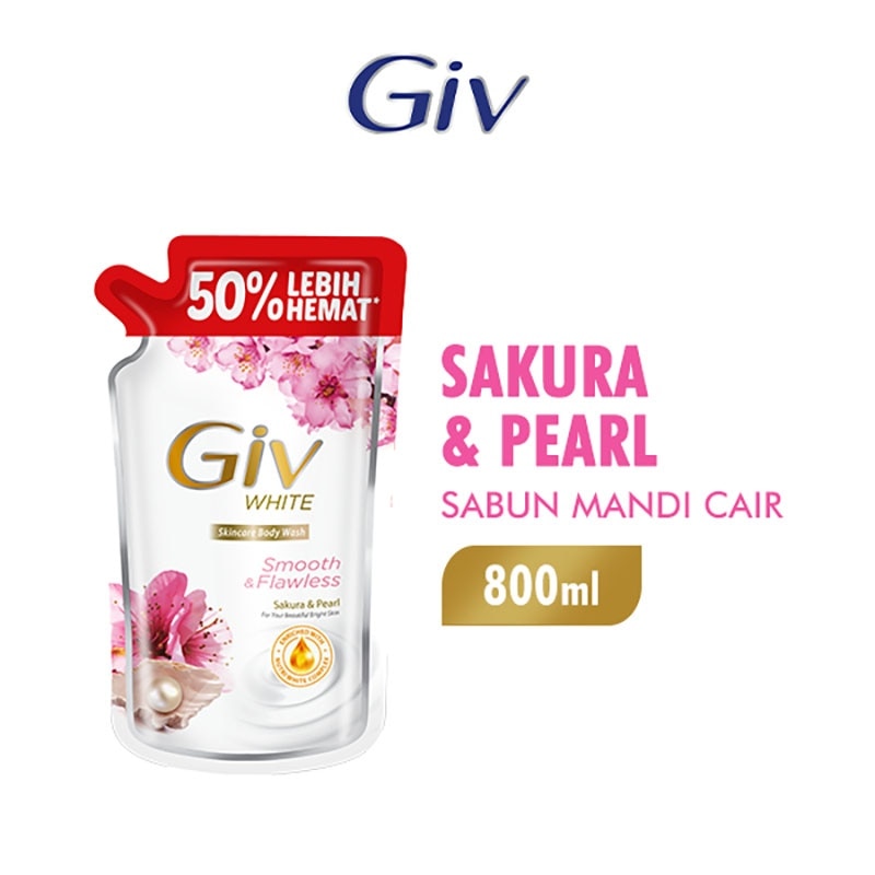 White Sabun Mandi Cair Sakura Pouch 800ml