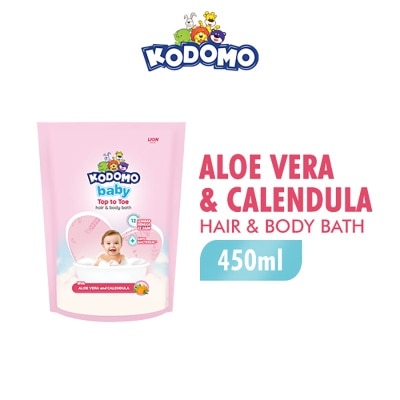KODOMO - Baby Top To Toe Hair & Body Bath with Aloe Vera and Calendula Refill 450ml