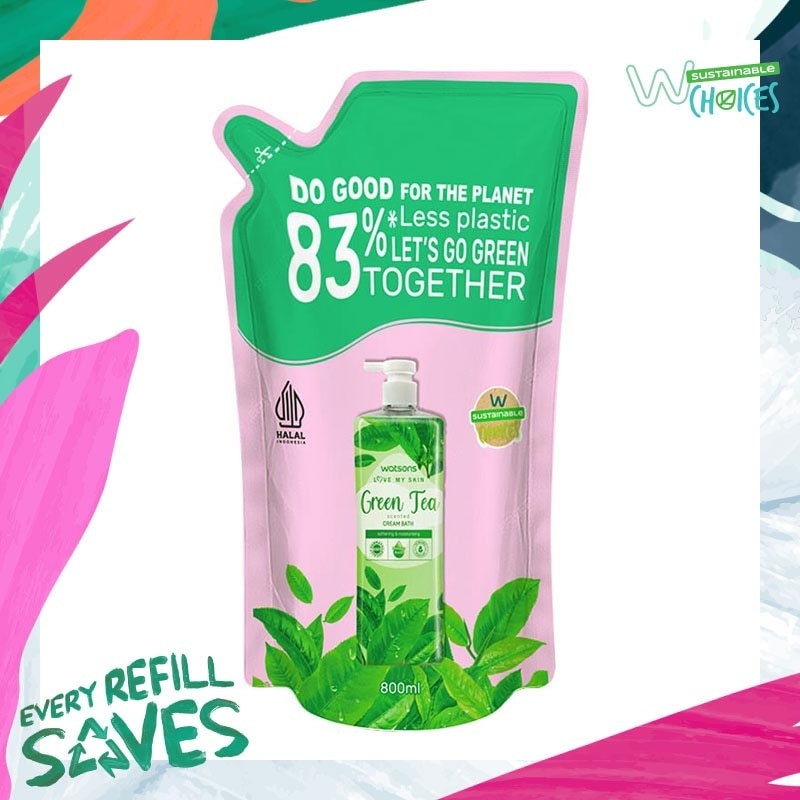 Watsons Green Tea Scented Cream Bath Pouch 800ml