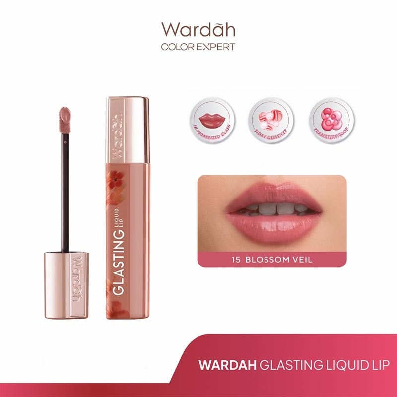 Wardah Glasting Liquid Lip 15 Blossom Veil 3.5g