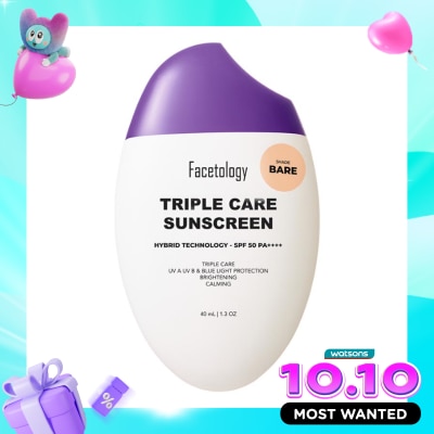 FACETOLOGY Facetology Triple Care Tinted Sunscreen Bare SPF50 PA++++ 40ml image